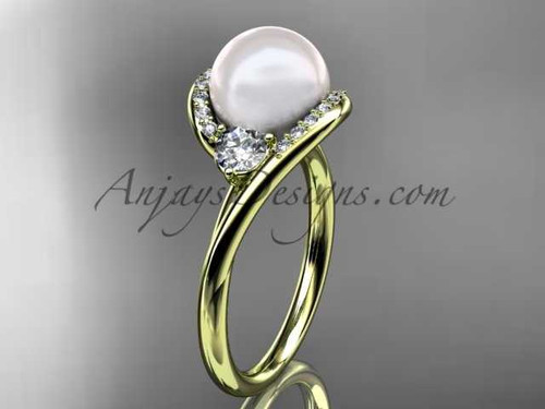 14kt yellow gold diamond, pearl engagement ring VP8166