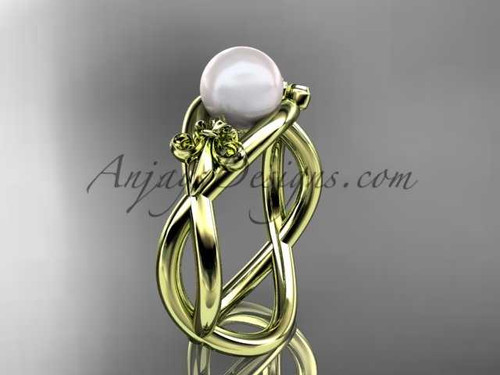 14kt yellow gold Fleur de Lis pearl engagement ring VP10024