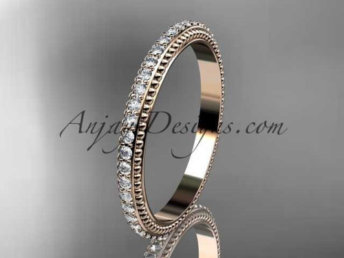 14kt rose gold diamond wedding ring, engagement ring, wedding band ADER86B