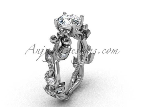 14k white gold diamond leaf and vine, Fleur de Lis engagement ring VD20859 14k white gold diamond leaf and vine, Fleur de Lis engagement ring VD20859
