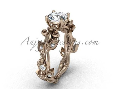 14k rose gold diamond leaf and vine, Fleur de Lis engagement ring VD20859 14k rose gold diamond leaf and vine, Fleur de Lis engagement ring VD20859