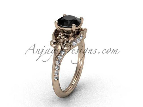 14kt rose gold diamond Fleur de Lis, eternity, Black Diamond engagement ring VD208125 14kt rose gold diamond Fleur de Lis, eternity, Black Diamond engagement ring VD208125