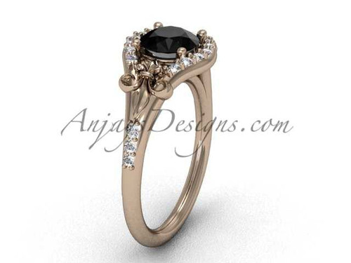 14kt rose gold diamond Fleur de Lis, eternity, enhanced Black Diamond engagement ring VD208126 14kt rose gold diamond Fleur de Lis, eternity, enhanced Black Diamond engagement ring VD208126
