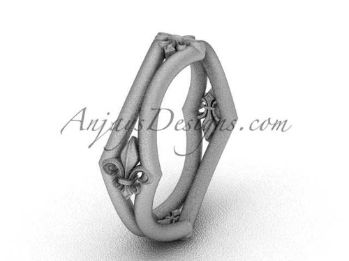 Platinum Fleur de Lis, matte finish wedding band VD10031 Platinum Fleur de Lis, matte finish wedding band VD10031