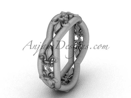 Platinum Fleur de Lis, matte finish wedding band VD10032 Platinum Fleur de Lis, matte finish wedding band VD10032