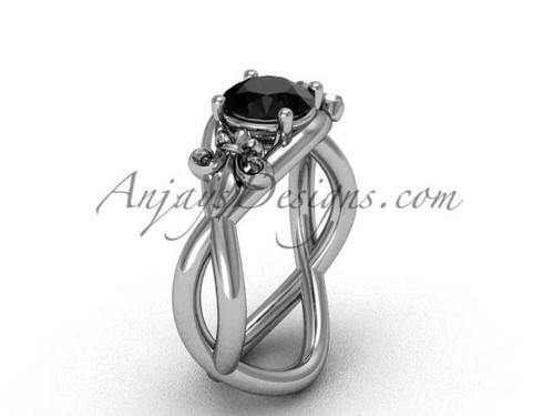 Platinum Fleur de Lis engagement ring, Black Diamond VD10024