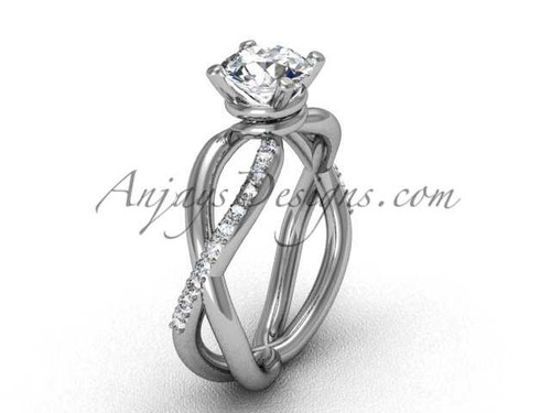 Platinum diamond engagement ring, "Forever One" Moissanite VD870
