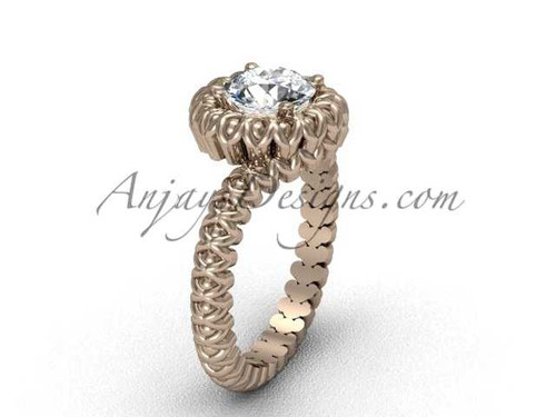14k rose gold engagement ring, "Forever One" Moissanite VD1006