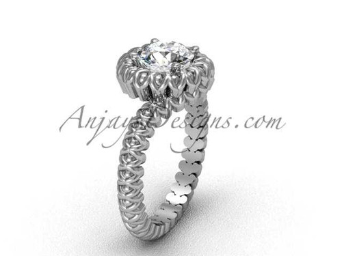 Platinum engagement ring, "Forever One" Moissanite VD1006