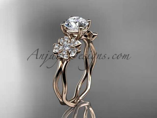 14kt rose gold diamond Cherry Blossom flower, Sakura engagement ring VD8019