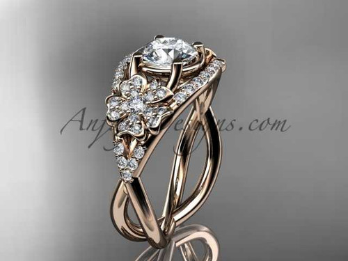 14kt rose gold diamond Cherry Blossom flower, Sakura engagement ring VD8088