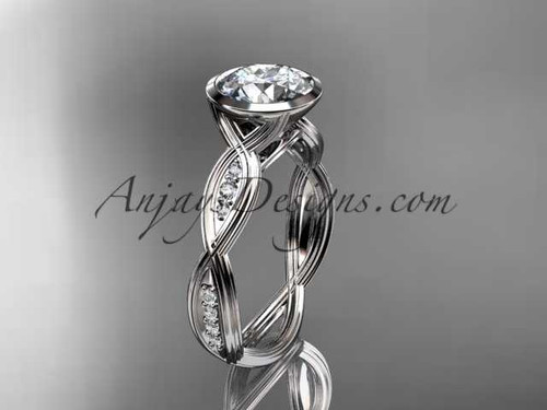 14k white gold diamond wedding ring,engagement ring with "Forever One" Moissanite center stone ADLR24