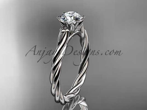 14kt white gold rope engagement ring RP835