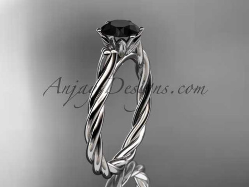 Platinum rope engagement ring with a Black Diamond center stone RP835 Platinum rope engagement ring with a Black Diamond center stone RP835