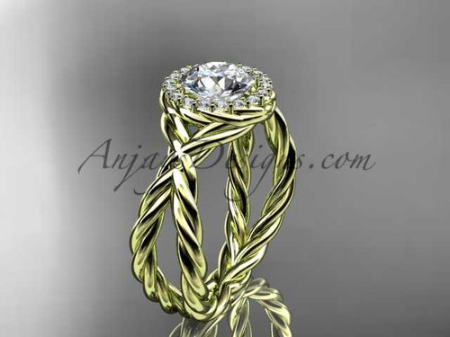 14kt yellow gold diamond rope engagement ring RP889