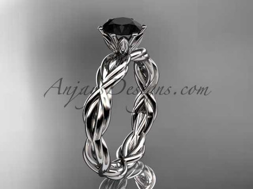 Platinum rope engagement ring with a Black Diamond center stone RP8101 Platinum rope engagement ring with a Black Diamond center stone RP8101