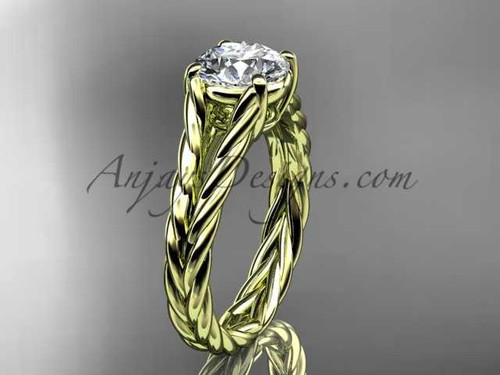 14kt yellow gold twisted rope engagement ring with a "Forever One" Moissanite center stone RP8108 14kt yellow gold twisted rope engagement ring with a "Forever One" Moissanite center stone RP8108