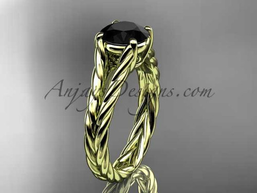 14kt yellow gold twisted rope engagement ring with a Black Diamond center stone RP8108 14kt yellow gold twisted rope engagement ring with a Black Diamond center stone RP8108