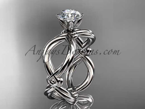 14kt white gold twisted rope engagement ring with a "Forever One" Moissanite center stone RP8192 14kt white gold twisted rope engagement ring with a "Forever One" Moissanite center stone RP8192