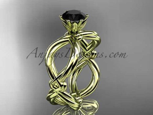 14kt yellow gold twisted rope engagement ring with a Black Diamond center stone RP8192 14kt yellow gold twisted rope engagement ring with a Black Diamond center stone RP8192
