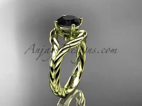 14k yellow gold Black Diamond twisted rope engagement ring RP8125 14k yellow gold Black Diamond twisted rope engagement ring RP8125