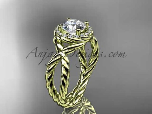14kt yellow gold rope halo diamond engagement ring RP8127
