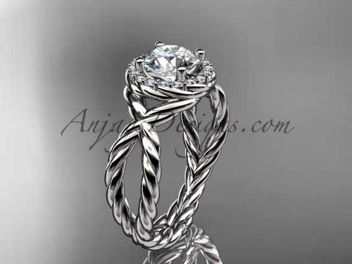 Platinum rope halo diamond engagement ring RP8127