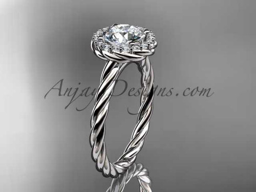 14kt white gold "Forever One" Moissanite rope engagement ring RP8197