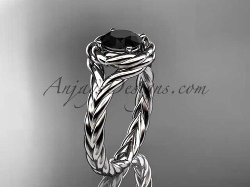 14kt white gold twisted rope engagement ring with a Black Diamond center stone RP8201 14kt white gold twisted rope engagement ring with a Black Diamond center stone RP8201