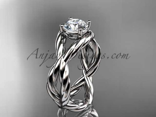 Platinum "Forever One" Moissanite twisted rope engagement ring RP8181