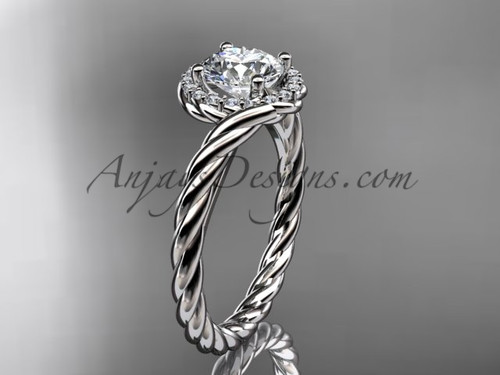 Platinum "Forever One" Moissanite rope engagement ring RP8379