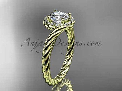14kt yellow gold diamond rope engagement ring RP8379