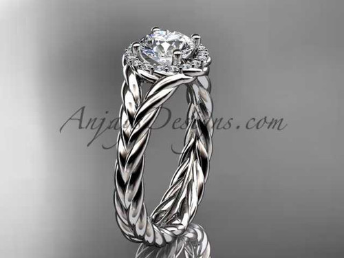 Platinum halo rope diamond engagement ring "Forever One" Moissanite center stone RP8380 Platinum halo rope diamond engagement ring "Forever One" Moissanite center stone RP8380