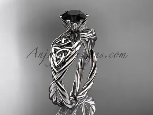 14kt white gold Black Diamond celtic wedding ring RPCT970