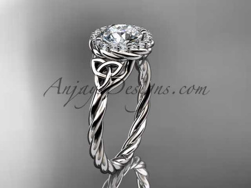 14kt white gold rope celtic engagement rings RPCT997