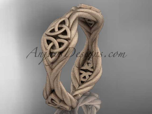 14k rose gold matte finish rope celtic wedding band RPCT998G
