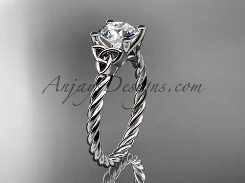Platinum rope triquetra celtic engagement ring RPCT9116