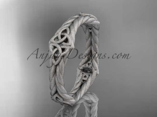 14k white gold matte finish rope celtic wedding band RPCT9356G