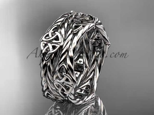 14k white gold rope celtic trinity knot wedding band RPCT9357G