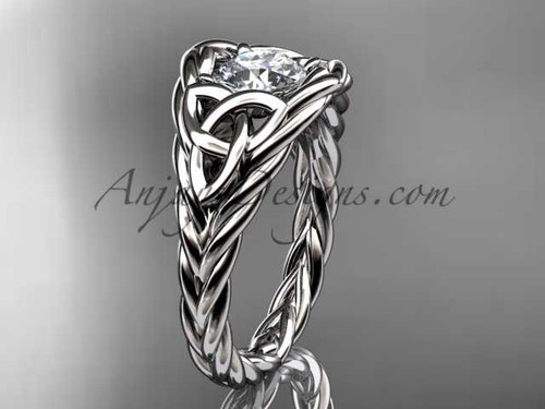 Platinum celtic trinity rope wedding ring with a "Forever One" Moissanite center stone RPCT964 Platinum celtic trinity rope wedding ring with a "Forever One" Moissanite center stone RPCT964
