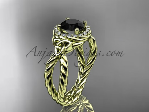 14k yellow gold rope black diamond wedding ring RPCT9127