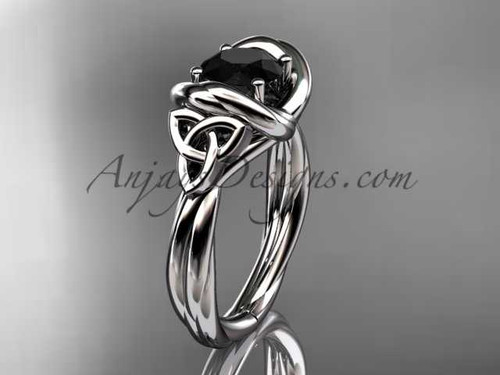 14kt white gold trinity celtic twisted rope wedding ring with a Black Diamond center stone RPCT9146 14kt white gold trinity celtic twisted rope wedding ring with a Black Diamond center stone RPCT9146