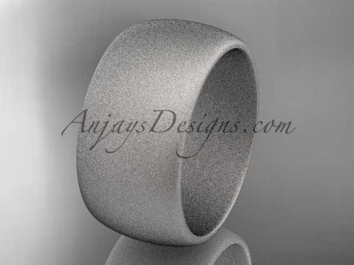 14k white matte finish gold traditional 10mm wide wedding band WB501010G