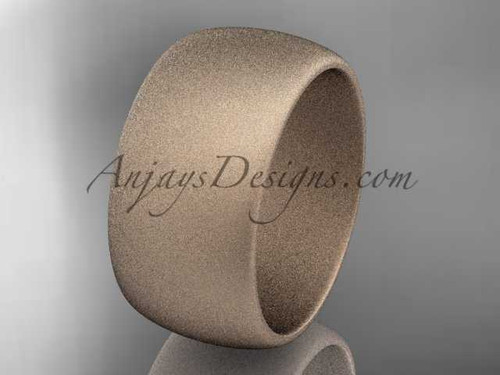 14k rose matte finish gold traditional 10mm wide wedding band WB501010G