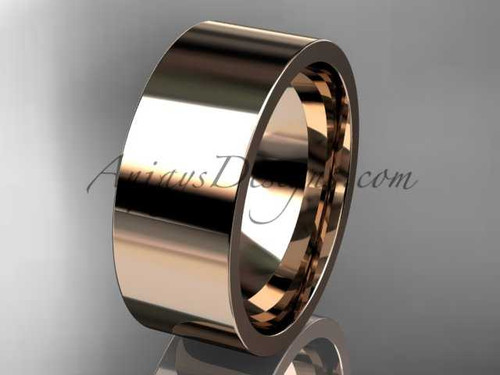14k rose gold plain 8mm wide wedding band WB50308G