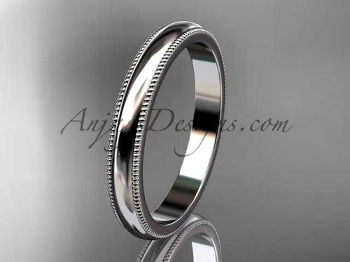 14k white gold Milgrain 3mm wide wedding band WB50403G 14k white gold Milgrain 3mm wide wedding band WB50403G