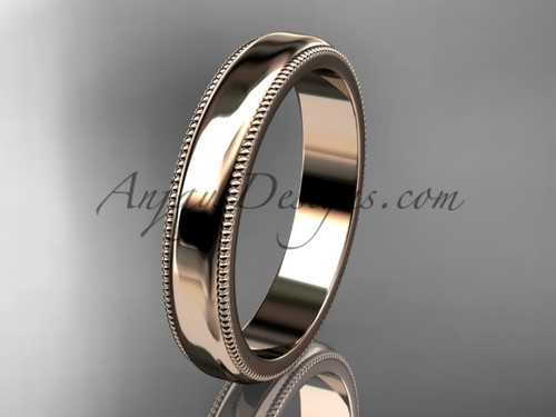 14k Yellow Gold Milgrain Wedding Band 4mm WB50404G