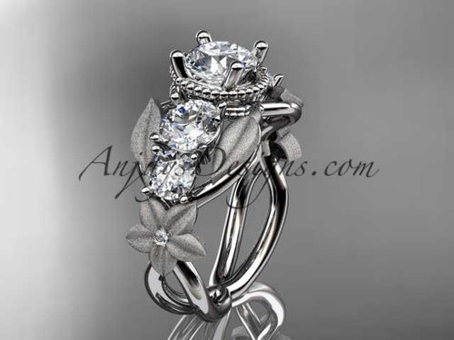 platinum diamond floral leaf and vine wedding ring engagement ring