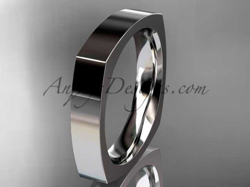 14k white gold square 4mm wide wedding band WB50604G
