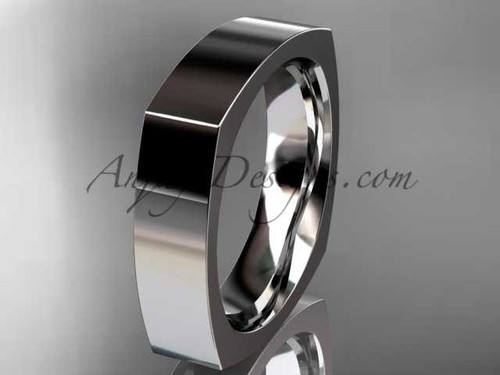 Platinum square 5mm wide wedding band WB50605G